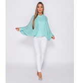 PARISIAN Batwing Chiffon Sleeve High Neck Blouse - Dames  - Groen