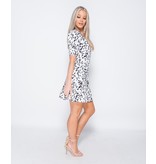 PARISIAN Printed Puff Sleeve Frill Hem V Neck Mini Dress  - Dames - Wit