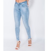 PARISIAN Frayed Hem Mid Waist Skinny Jeans - Dames - Blauw