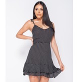 PARISIAN Polka Dot Tiered Hem Strappy Mini Dress - Dames -Zwart