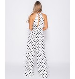 PARISIAN Polka Dot Tie Waist Gathered Neck Jumpsuit - Dames - Wit