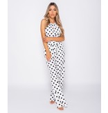 PARISIAN Polka Dot Tie Waist Gathered Neck Jumpsuit - Dames - Wit