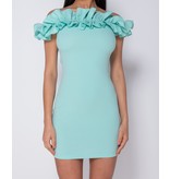 PARISIAN Ruffle Detail Bardot Bodycon Mini Dress - Dames - Groen