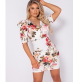 PARISIAN Floral Print Puffed  Bodycon Mini Dress - Dames - Wit