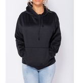 PARISIAN Oversized Draw String Hooded Sweatshirt - Dames - Zwart