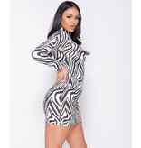 PARISIAN Zebra Print High Neck - Bodycon Dress - Dames -Wit