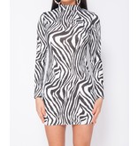 PARISIAN Zebra Print High Neck - Bodycon Dress - Dames -Wit