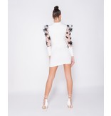PARISIAN Sheer Floral Print - Bodycon Mini Dress - Dames - Wit