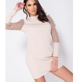 PARISIAN Polka Dot Sheer Puffed - Bodycon Mini Dress - Dames - Beige