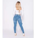 PARISIAN Extreme Distressed High Waist Skinny Jeans - Dames - Blauw