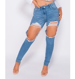 PARISIAN Extreme Distressed High Waist Skinny Jeans - Dames - Blauw