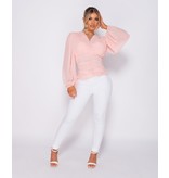 PARISIAN Shirring Detail Wrap Front Top - Dames - Roze PARISIAN Shirring Detail Wrap Front Top - Dames - Roze