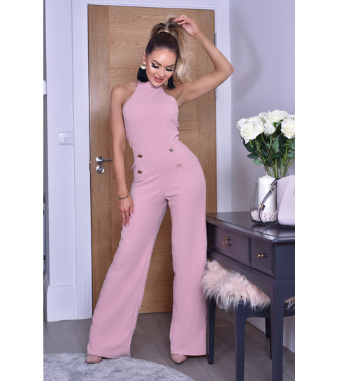 CATWALK Katrina Halter Button Jumpsuit - Dames - Roze