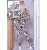 CATWALK Connie Chain Print Two Piece Loungewear Set - Dames - Zwart