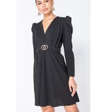 PARISIAN Puffed Sleeve Wrap Front  Mini Dress - Dames  - Zwart