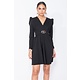 Puffed Sleeve Wrap Front  Mini Dress - Dames  - Zwart