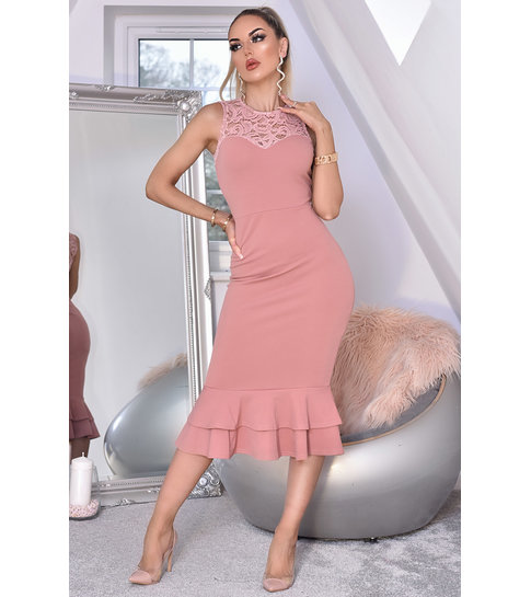 CATWALK Miranda Lace Fishtail Dress - Dames - Roze