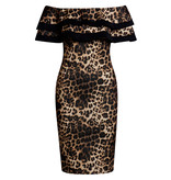 CATWALK Kaira Bardot Leopard Dress - Dames - Bruin