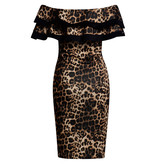 CATWALK Kaira Bardot Leopard Dress - Dames - Bruin