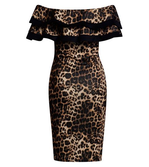 CATWALK Kaira Bardot Leopard Dress - Dames - Bruin