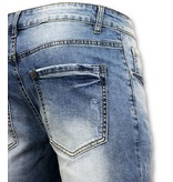 Enos Korte Broek Heren - Gescheurde Jeans Short - 9086 - Blauw