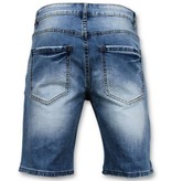 Enos Korte Broek Heren - Gescheurde Jeans Short - 9086 - Blauw