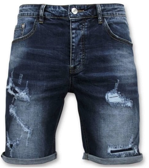 Enos Korte Broek Heren - Jeans Short - 9082 - Blauw