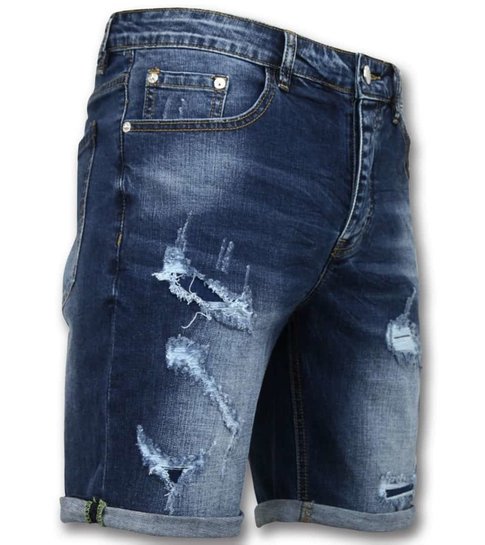 Enos Korte Broek Heren - Jeans Short - 9082 - Blauw