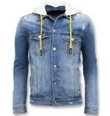 Enos Spijkerjack Heren - Ripped met Capuchon - Blauw