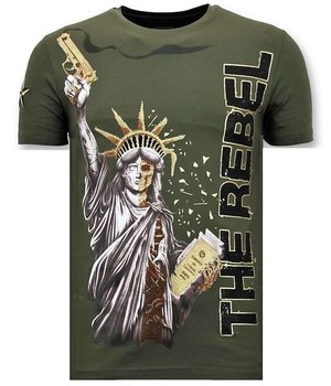 Local Fanatic Heren T-shirt met Rhinestone - The Rebel - Groen