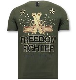 Local Fanatic Heren T-shirt met Rhinestone - The Rebel - Groen