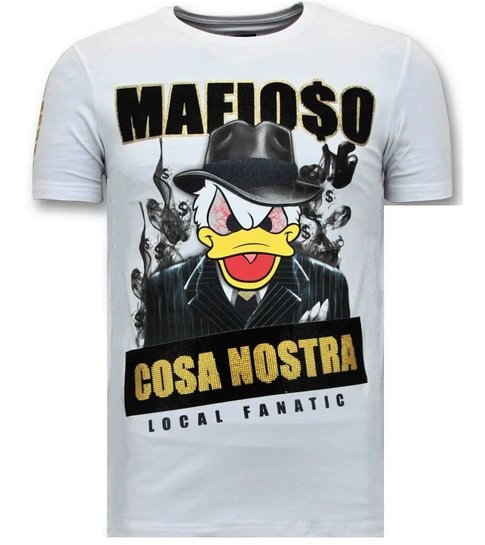 Local Fanatic Stoere Heren T-shirt  - Cosa Nostra Mafioso - Wit