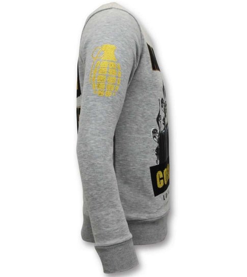 Local Fanatic Exclusieve Sweater Heren - Cosa Nostra Mafioso - Grijs