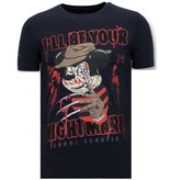 LF Stoere Heren T-shirt - Freddy Krueger - Blauw