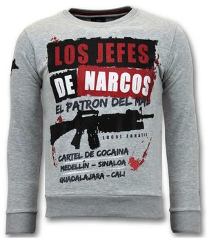 LF Exclusieve Sweater Heren - Los Jefes De Narcos - Grijs