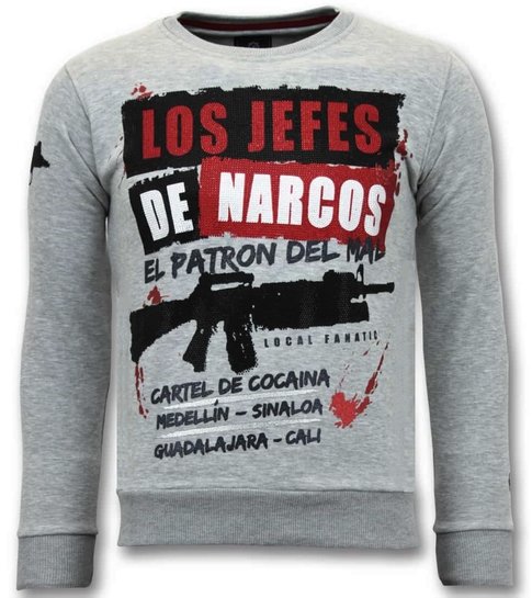 LF Exclusieve Sweater Heren - Los Jefes De Narcos - Grijs