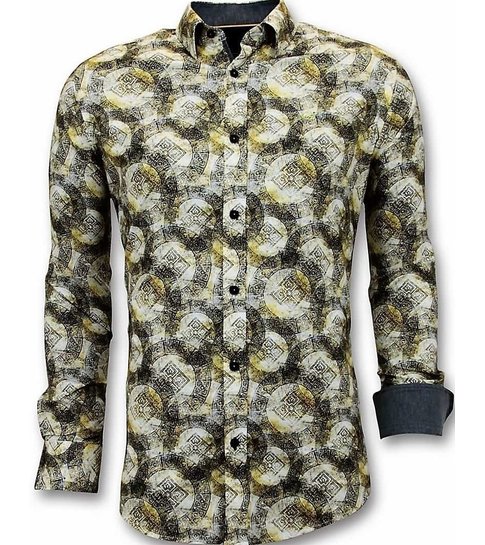 TONY BACKER Luxe Heren Overhemden met Digitale Print - 3053 - Geel