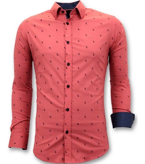 TONY BACKER Exclusieve Italiaanse Heren Blouse -  Slim Fit - 3046 - Rood