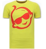 Local Fanatic T-shirt Heren Met Print - Zwitsal Met Sunglass - Geel