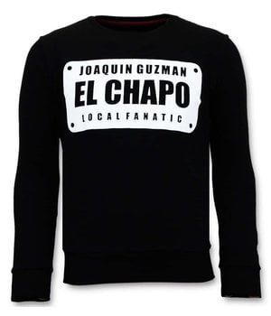 Local Fanatic Exclusieve Sweater Heren - Joaquin Guzman El Chapo - Zwart