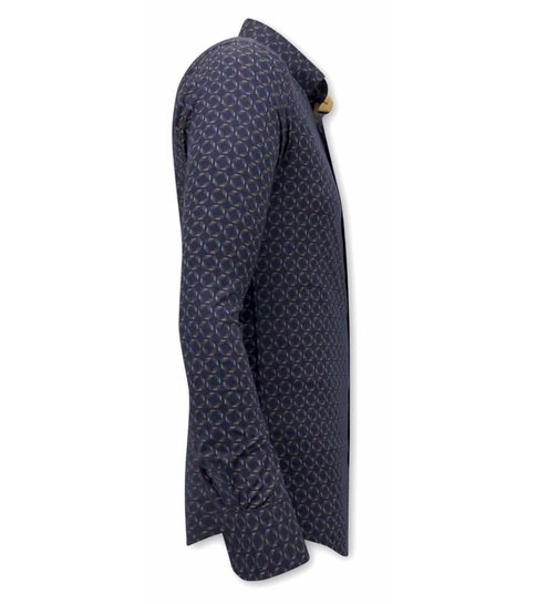 TONY BACKER Luxe italiaanse Overhemden - Slim Fit Blouse - 3076 - Navy
