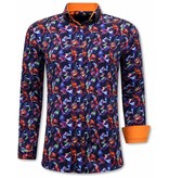 TONY BACKER Luxe Heren Slim Fit Overhemden - 3071 - Oranje/Paars