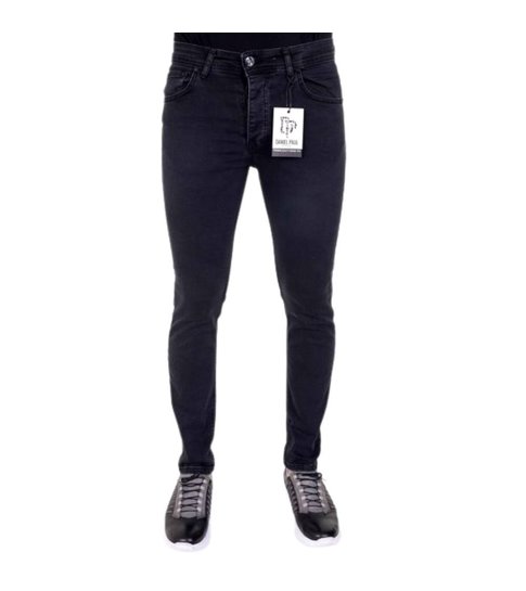 TRUE RISE Nette Heren Stretch Jeans - Slim Fit - 5413 - Zwart / Grijs