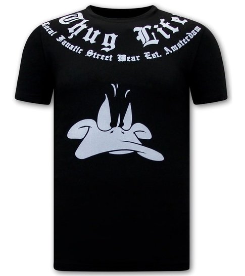 Local Fanatic Heren T shirt Korte Mouw  - Thug Life - Zwart