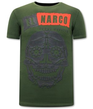 Local Fanatic T-shirt Heren met Opdruk - El Narco  - Groen