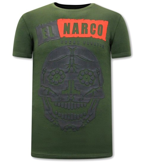 Local Fanatic T-shirt Heren met Opdruk - El Narco  - Groen