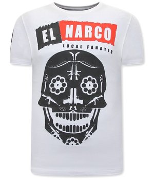 Local Fanatic Heren Shirts met Print - El Narco  - Wit