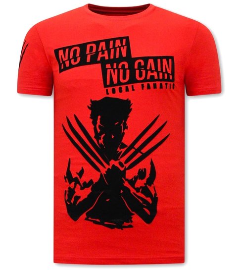 Local Fanatic T shirt met Print Heren  - Wolverine  T shirt X Man - Rood