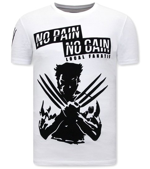 Local Fanatic Print Shirt Heren  - Wolverine  T shirt X Man - Wit