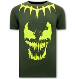 Local Fanatic Heren T shirts met Print  - Venom Face Neon  - Groen